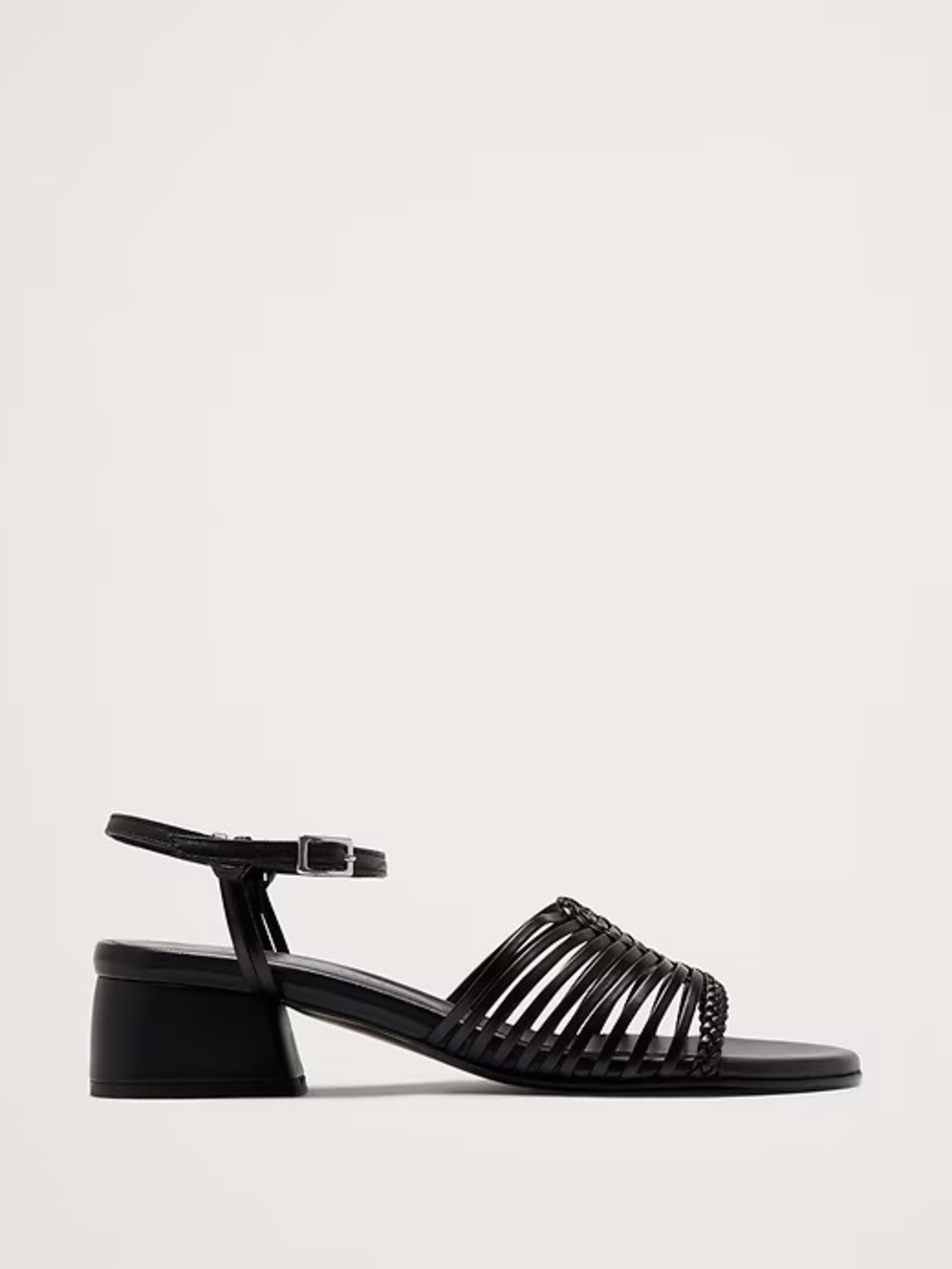 Freda Salvador Judy Woven Block Heel Sandal in Black - Size 8.5